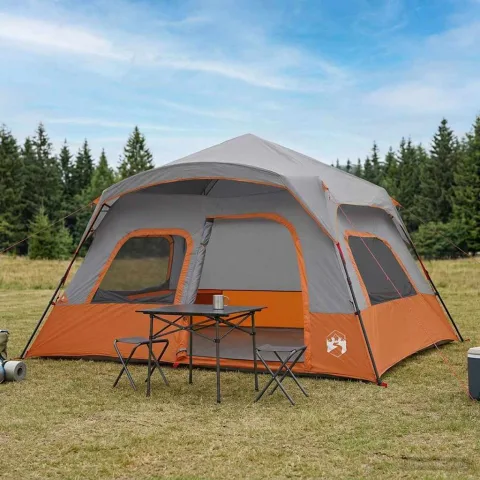 vidaXL Cort Instant Gri și Portocalie 340 x 280 x 190 cm