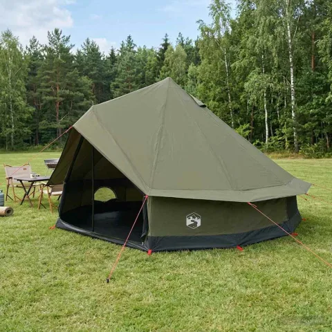 vidaXL Cort de Familie 10 persoană Verde Army Bumbac sintetic