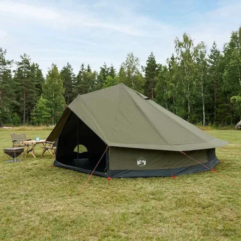 vidaXL Cort de Familie Verde Army 12-Persoane Bumbac sintetic