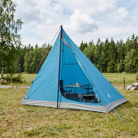 vidaXL Cort de backpacking 2 persoană albastru