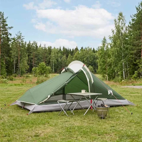 vidaXL Cort de backpacking 4 persoană Verde