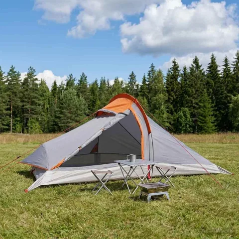 vidaXL Cort de backpacking 4 persoană Gri și Portocalie