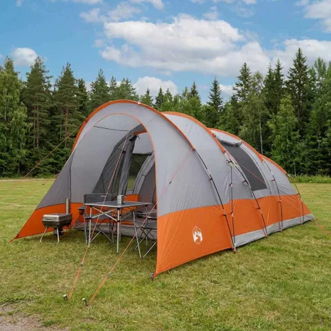 vidaXL Cort tunel 560 x 395 x 212 cm Gri și Portocalie