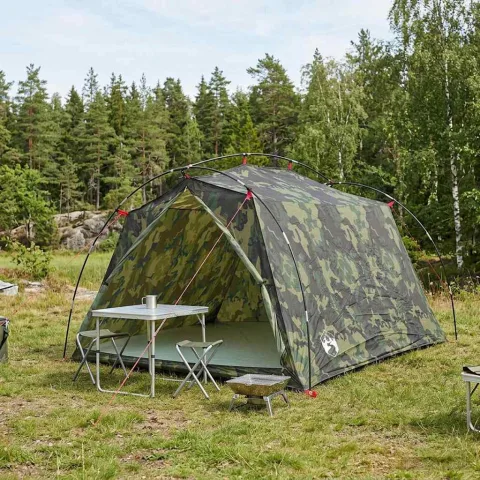 vidaXL Cort tunel 2 persoană Camuflaj Poliester 185T cu acoperire PU
