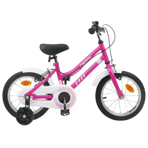 vidaXL Bicicletă pentru Copii 14 Inci pentru 3-5 ani Alb roz