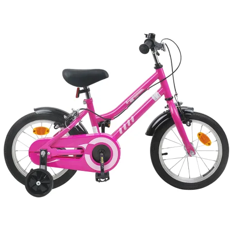 vidaXL Bicicletă pentru Copii 14 Inci pentru 3-5 ani Roz Negru