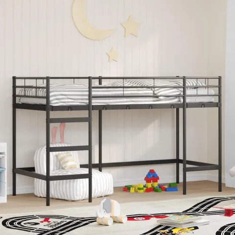 vidaXL Cadru de pat supraetajat pentru copii Negru 75 x 190 cm Oțel