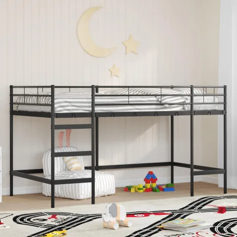 vidaXL Cadru de pat supraetajat pentru copii Negru 80 x 200 cm Oțel