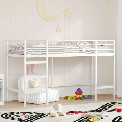 vidaXL Cadru de pat supraetajat pentru copii Alb 75 x 190 cm Oțel
