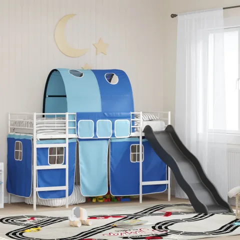 vidaXL Cadru de pat supraetajat pentru copii cu perdele 100 x 190 cm