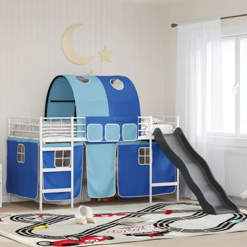 vidaXL Cadru de pat supraetajat pentru copii cu perdele 107 x 203 cm