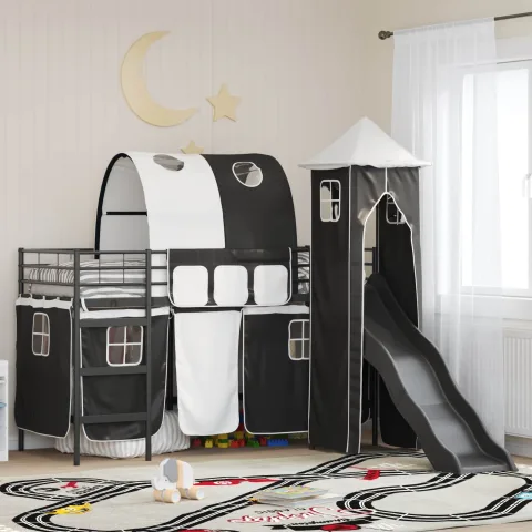 vidaXL Cadru de pat supraetajat pentru copii Negru 75 x 190 cm Metal