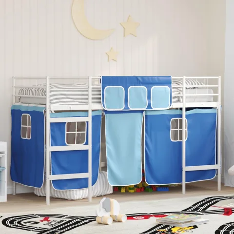 vidaXL Cadru de pat supraetajat pentru copii cu perdele 90 x 190 cm