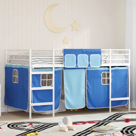vidaXL Cadru de pat supraetajat pentru copii cu perdele 90 x 200 cm