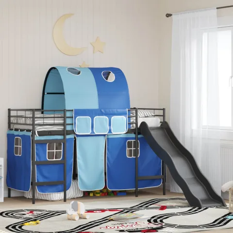 vidaXL Cadru de pat supraetajat pentru copii cu perdele 100 x 190 cm