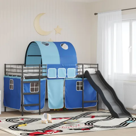vidaXL Cadru de pat supraetajat pentru copii cu perdele 107 x 203 cm