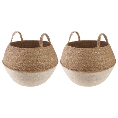 vidaXL Vază pentru plante cu mânere 2 buc. Alb Ø 45 x 36 cm