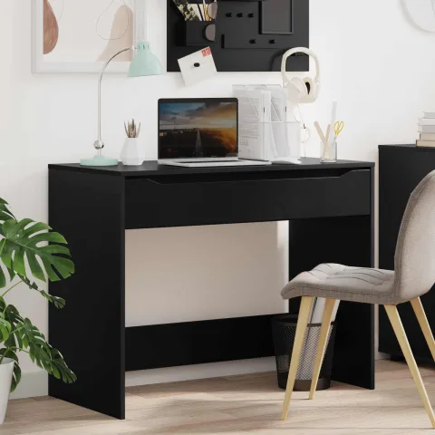 vidaXL Birou cu sertar Negru 100 x 50 x 78 cm Lemn prelucrat
