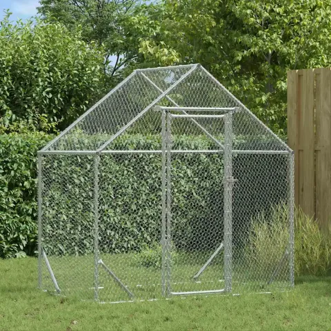 vidaXL Cușcă pentru pui Argintiu 170 x 100 x 177 cm Oțel Galvanizat