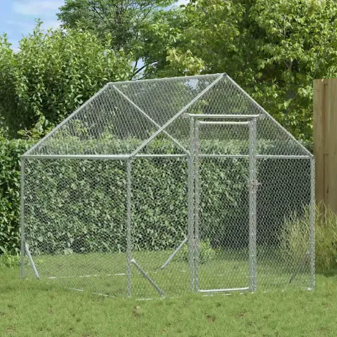 vidaXL Cușcă pentru pui Argintiu 200 x 170 x 177 cm Oțel Galvanizat