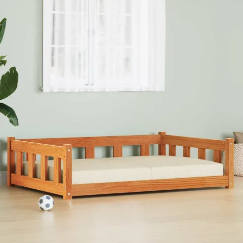 vidaXL Pat pentru câini 100 x 70 x 28 cm Lemn masiv de pin Maro ceruit