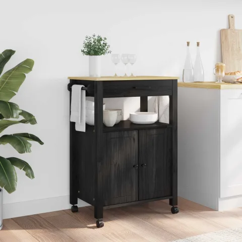vidaXL Troler de Bucătărie MONZA Negru 60 x 40 x 88,5 cm
