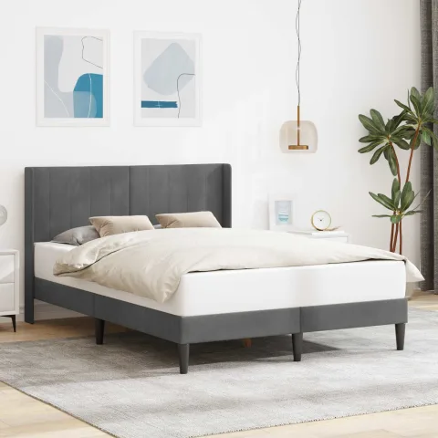 vidaXL Cadru de pat cu headboard Gri închis 137 x 190 cm Catifea