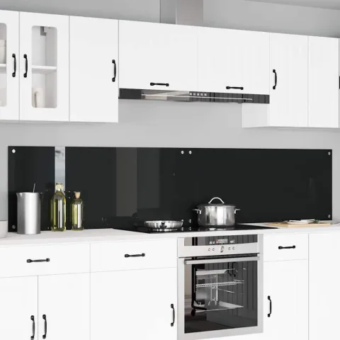 vidaXL Panou de bucătărie 2 buc. Negru 120 x 50 cm sticlă securizată