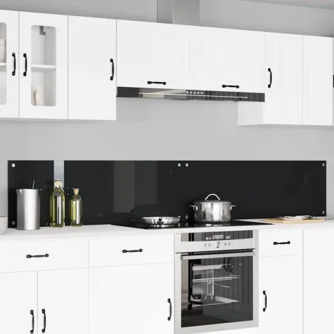 vidaXL Panou de bucătărie 2 buc. Negru 120 x 40 cm sticlă securizată