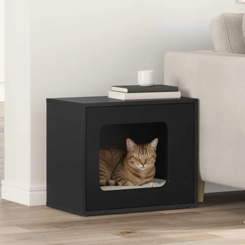 vidaXL Casa pentru pisici Negru 51 x 30 x 42,5 cm Lemn prelucrat