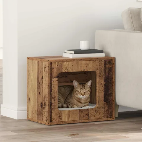 vidaXL Casa pentru pisici Lemn vechi 51 x 30 x 42,5 cm Lemn prelucrat