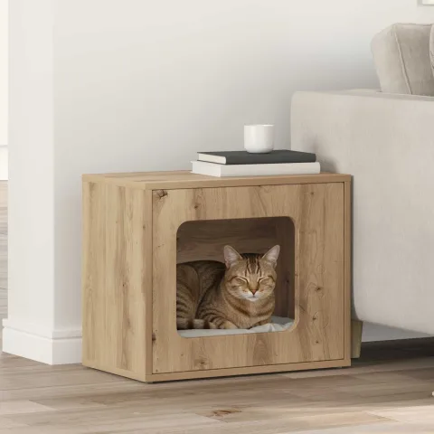 vidaXL Casa pentru pisici Stejar artizanal 51 x 30 x 42,5 cm