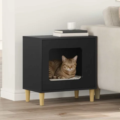 vidaXL Casa pentru pisici Negru 51 x 30 x 52 cm Lemn prelucrat