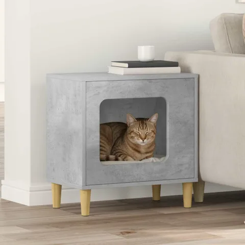 vidaXL Casa pentru pisici Beton 51 x 30 x 52 cm Lemn prelucrat
