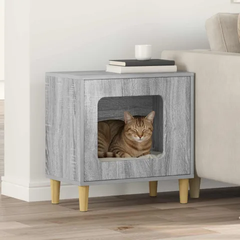 vidaXL Casa pentru pisici Sonoma gri 51 x 30 x 52 cm Lemn prelucrat