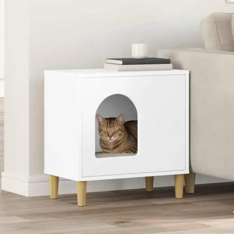 vidaXL Casa pentru pisici Alb 51 x 30 x 52 cm Lemn prelucrat