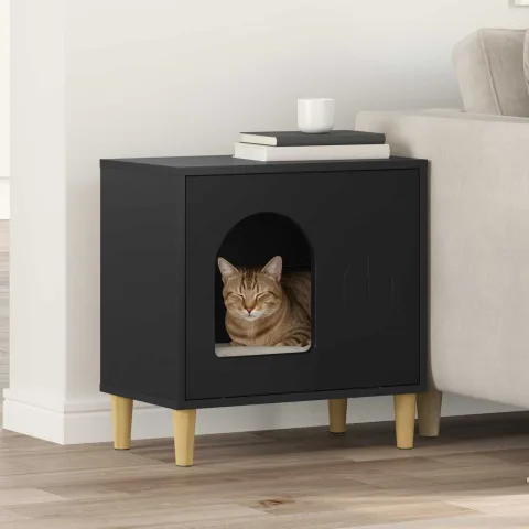 vidaXL Casa pentru pisici Negru 51 x 30 x 52 cm Lemn prelucrat