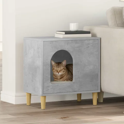 vidaXL Casa pentru pisici Beton 51 x 30 x 52 cm Lemn prelucrat