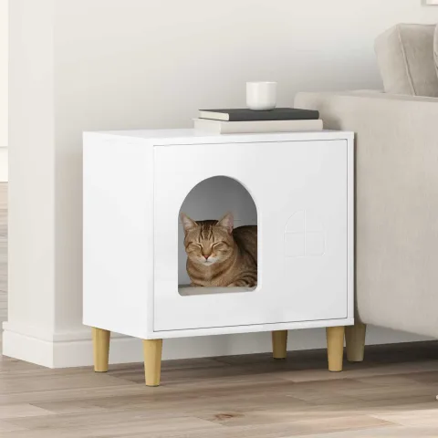 vidaXL Casa pentru pisici Alb Lucios 51 x 30 x 52 cm Lemn prelucrat