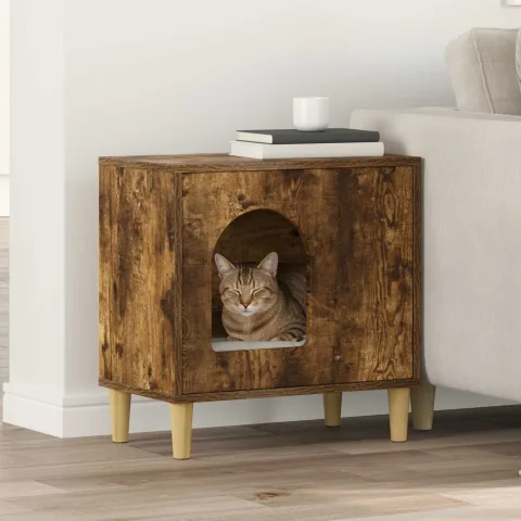 vidaXL Casa pentru pisici Stejar fumuriu 51 x 30 x 52 cm
