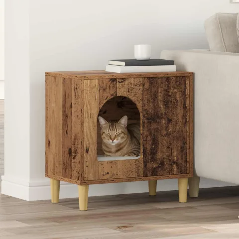 vidaXL Casa pentru pisici Lemn vechi 51 x 30 x 52 cm Lemn prelucrat