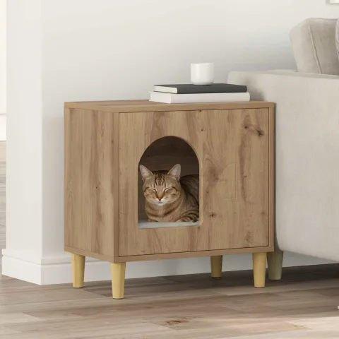 vidaXL Casa pentru pisici Stejar artizanal 51 x 30 x 52 cm