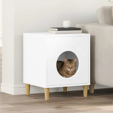 vidaXL Casa pentru pisici Alb 42,5 x 40 x 53 cm Lemn prelucrat