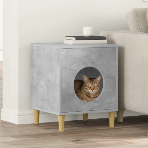 vidaXL Casa pentru pisici Beton 42,5 x 40 x 53 cm Lemn prelucrat
