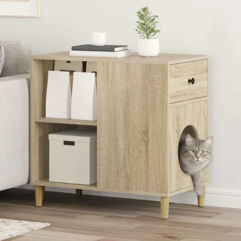 vidaXL Casa pentru pisici Sonoma 72 x 42,5 x 70 cm Lemn prelucrat