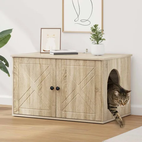 vidaXL Casa pentru pisici Sonoma 85 x 55 x 50,5 cm Lemn prelucrat