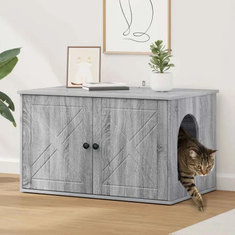 vidaXL Casa pentru pisici Sonoma gri 85 x 55 x 50,5 cm Lemn prelucrat