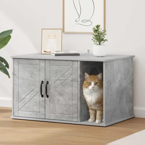 vidaXL Casa pentru pisici Beton 85 x 55 x 50,5 cm Lemn prelucrat