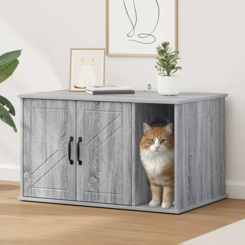 vidaXL Casa pentru pisici Sonoma gri 85 x 55 x 50,5 cm Lemn prelucrat