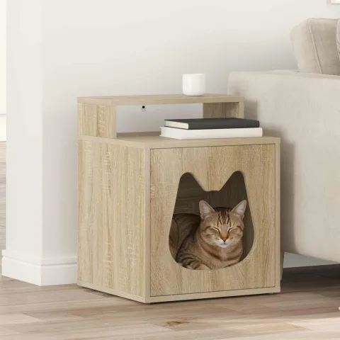 vidaXL Casa pentru pisici Sonoma 42,5 x 40 x 53,5 cm Lemn prelucrat